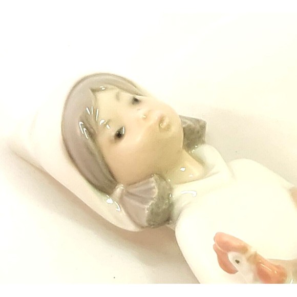 Lladro Daisa Statue Figurine Girl W/ Rooster Chicken Home Decorative 8" Retired - Picture 9 of 11